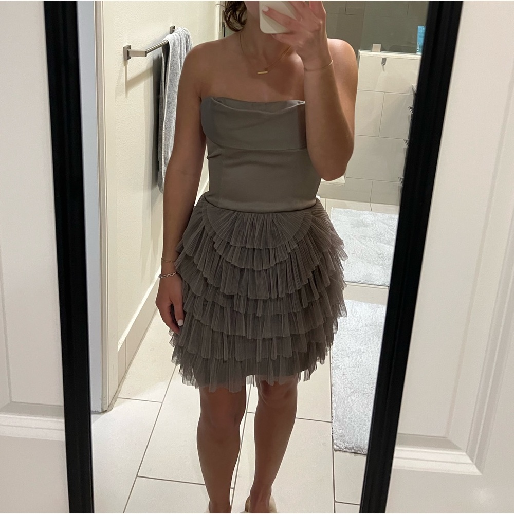 BCBGMAXAZRIA Strapless Dress in Brown/Tan